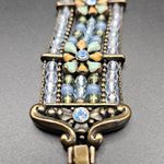 Vintage flower beaded bracelet Victorian style 7" Green Photo 4