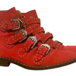 Givenchy  red suede moto combat boots Photo 0