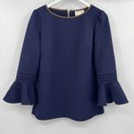 Sail To Sable  Textured Bell Sleeve Top Blouse‎ 3/4 Sleeve Back Zip Size Medium Photo 0