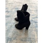 Qupid Black Sparkle Fabric Peep Toe Side Zip Block Heel Boots Size 6 Photo 4