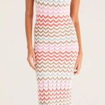 Rachel Zoe Chevron Crochet Knit Maxi Sleeveless Dress Medium NEW Orange Pink Photo 0