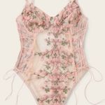 Boutique Embroidered Floral Blush Teddy Bodysuit Photo 0