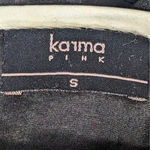 KARMA Pink Tunic Blouse Black‎ White Beaded Rhinestone Woman's Size Small Black Photo 10