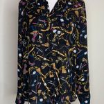 Apt. 9  Blouse Equestrian Motif Belt Chain Watch Sunglasses Sz Medium Photo 0