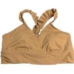 Aerie  Sports Bra Real Me Xtra Stretch Medium Support Ruffle V Neck Beige L Photo 0