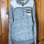 PINK - Victoria's Secret Pink Victoria secret sweatshirt gray and white crew neck zip up size small top​​ Photo 0