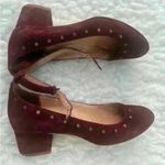 Madewell  Inez Studded Burgundy Suede Block Heels Ankle Strap Shoe Sz 7.5 Photo 1