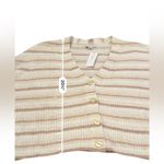 American Eagle  Cream & Tan Striped Knit Long Sleeve Button Cardigan Sz M NEW‎ Photo 7