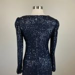 AQUA Sequined Long Sleeve V-Neck Sparkly Evening Gown Navy Blue Size 4 Dress Photo 7