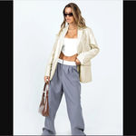 Princess Polly Tallong Cream Faux Leather Blazer S/M Photo 1