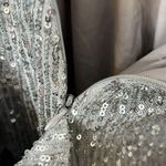 Ellae Lisque Sequence Drape Mini Dress Size Small Silver Photo 3