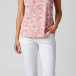 Tommy Bahama  Golf Sleeveless XL‎ Coral White Zip Mock Neck Tropical Shell Print Photo 0