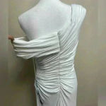 Mac Duggal Mac‎ Duggal One-Shoulder Ruched Jersey Gown white maxi Sz 10. NWT Photo 7
