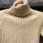 Banana Republic 100% Cashmere Ribbed Thick Knit Turtleneck Beige Sweater XS Photo 5