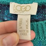 LOGO By Lori Goldstein Logo Lori Goldstein Green Fair Isle Crew Neck Sweater Womens L Sequins Cozy Photo 2