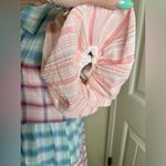 Entro NWT:  Bubble Sleeve Blue, Green, Pink & White Plaid Lined Mini Dress Sz M Photo 7