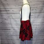 Hot Topic  Red and Black Plaid Skater Skirt with Suspenders size medium Photo 2
