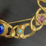 Vintage Unsigned Goldette Victorian Revival Cabochon Wreath Brooch Gold Photo 11