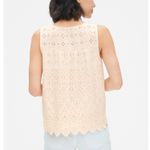 Gap 🌞 White Eyelet Embroidered Lace Split Neck  Sleeveless Tank Top Blouse #R Photo 2
