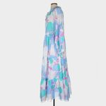 J. Marie Mia Rae Long Sleeve Tiered Maxi Dress Blue Purple Floral Size Small Photo 6