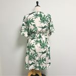 Emily McCarthy Pale Pink Green Tropical Leaves True Wrap Short Sleeve Dress XL Photo 7