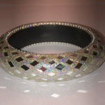 Silver Tone Holographic Glitter Mirrored Retro Boho Bangle Bracelet Photo 5