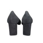 J.Crew Block Heel Suede Pumps AV984 Black Leather Heels Closed Toe‎ Women's 6 Photo 4