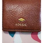 Fossil  Floral Wallet Brown Leather Accent‎ Snap Closure Photo 3