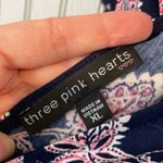 Three Pink Hearts  Navy Blue Paisley Floral Mini Dress | Size XL JUNIORS Photo 5