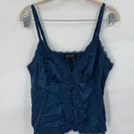 Shyanne  Lace Trim Satin Babydoll Cami Top Women M Blue Y2K Inspired Festival Photo 0