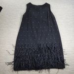 Ann Taylor Black Rhinestone Feather Hem Shift Dress 14 Party Cocktail Flapper Photo 6