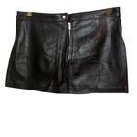 Elegant Moments Black 100% Leather Mini Skirt Button Zipper Closure Women's 1X Photo 3