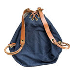 Maui HI Treehouse Designs Mauna Backpack Sling Denim Leather Young Living Zipper Blue Photo 1