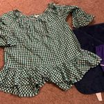 Beach lunch lounge green plaid blouse small Photo 1