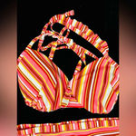 Island Rays NWT Ladies 1X Two Piece Bikini Set Striped Swimsuit Padded Top Pink Photo 9