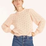 J.Crew Balloon Sleeve Cable Knit Sweater Size Small Pale Peach Light Pink Photo 2