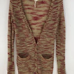 Free People Beach Women's Red Tiger Stripe Cardigan Button Front Small Photo 0