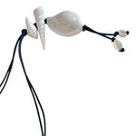 Bimba Y Lola Collar Ocean Seashell Leather and Porcelain Necklace Blue Gold Photo 1