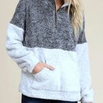 Two Tone Fleece Pullover Sherpa Quarterzip Gray Size XL Photo 0