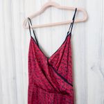 Worthington Womens Wide Leg Jumpsuit Size 16 Red Black Sleeveless Wrap Goth Glam Romantic Photo 4