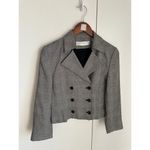 Vintage 90s Cropped Blazer Structured Minimalist Jacket Sharp Shoulders SZ 2P Black Photo 1