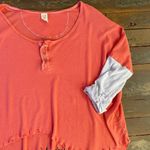 Free People  Retro Star Lightweight Oversized Coral Henley Tee - Sz M 💛🎀 Photo 8
