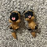 Cute Pug Dog Earrings Tan Photo 0