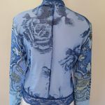 Jaipur blue paisley mesh velvet bomber jacket size small Photo 7