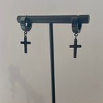 Titanium Steel Cross Dangle Drop Earrings for Men Women,Punk Hip Hop Earrings Black Photo 4