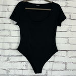 Chicme Black Ribbed Bodysuit Women’s Large Stretch Fitted One Piece Casual Chic Photo 0