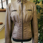 Arden B  Rayon Blend Metallic Golden Blazer Jacket Short sz M Medium Photo 0