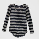 Xhilaration  Black & Grey Striped Knit Sweater Photo 2