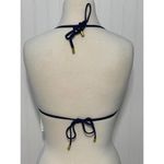 Helen Jon Palm Springs Reversible String Bathing Suit Bikini Top Navy Blue XS Blue Photo 5