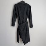 Badgley Mischka Charcoal Faux Wrap Dress Size 6 EXCELLENT Retail $495 Photo 6